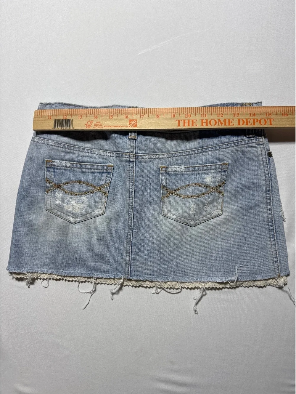 Abercrombie Vintage Denim Mini Skirt Size 16 with Beaded Emb